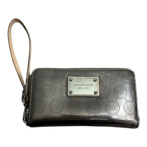 Michael Kors MK Embossed Metallic Zip Bronze Wristlet